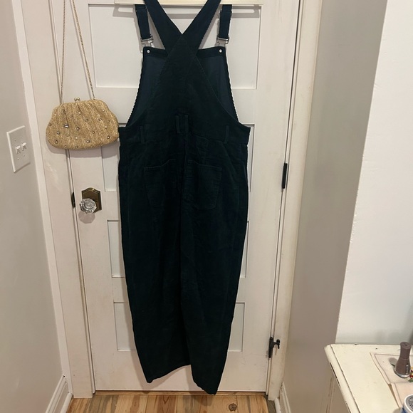 NWOT Dark Green Barrel Corduroy Overalls - Picture 2 of 7